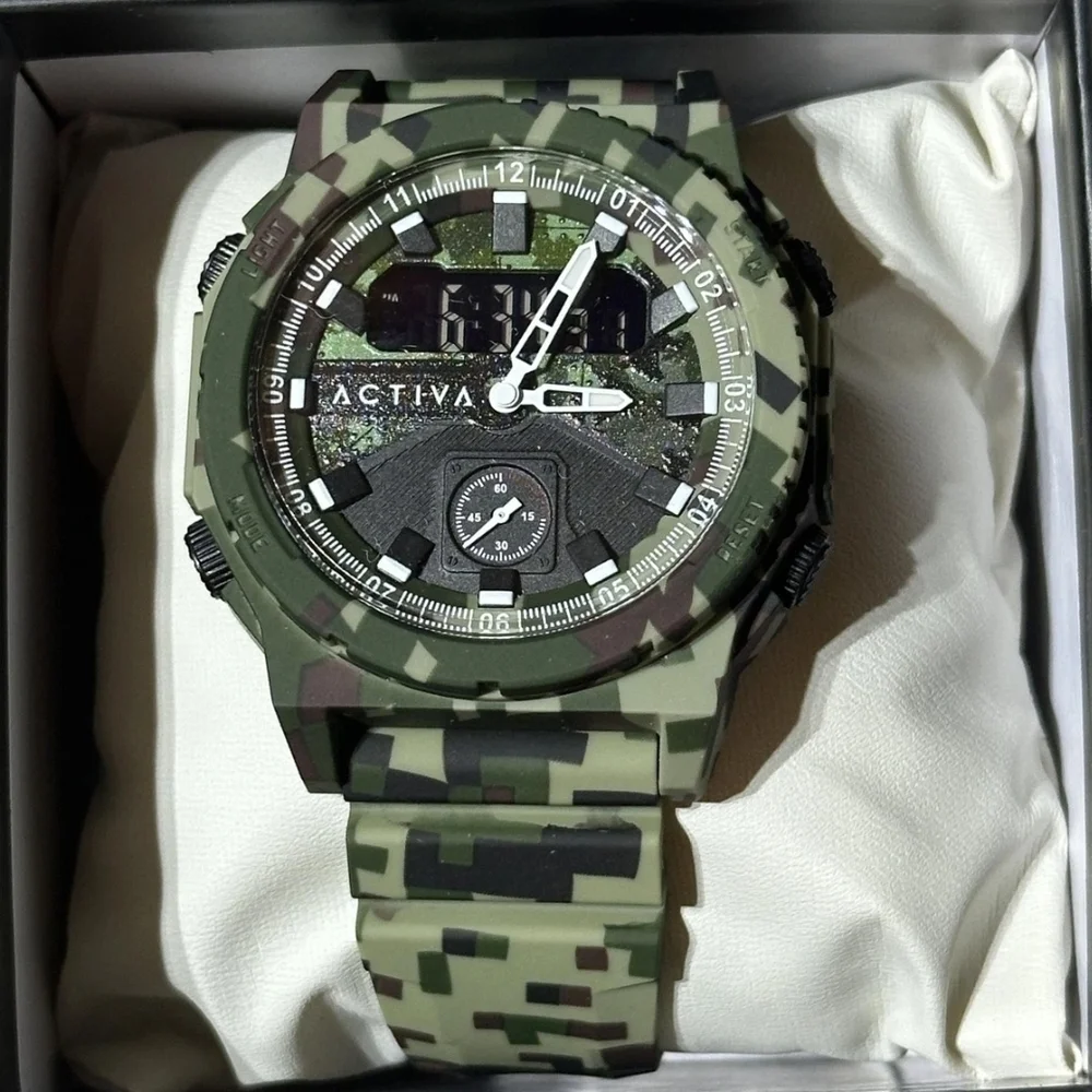 Ativa X Invicta Mens Camouflage Green Digital Watch. NIB - Picture 2 of 7